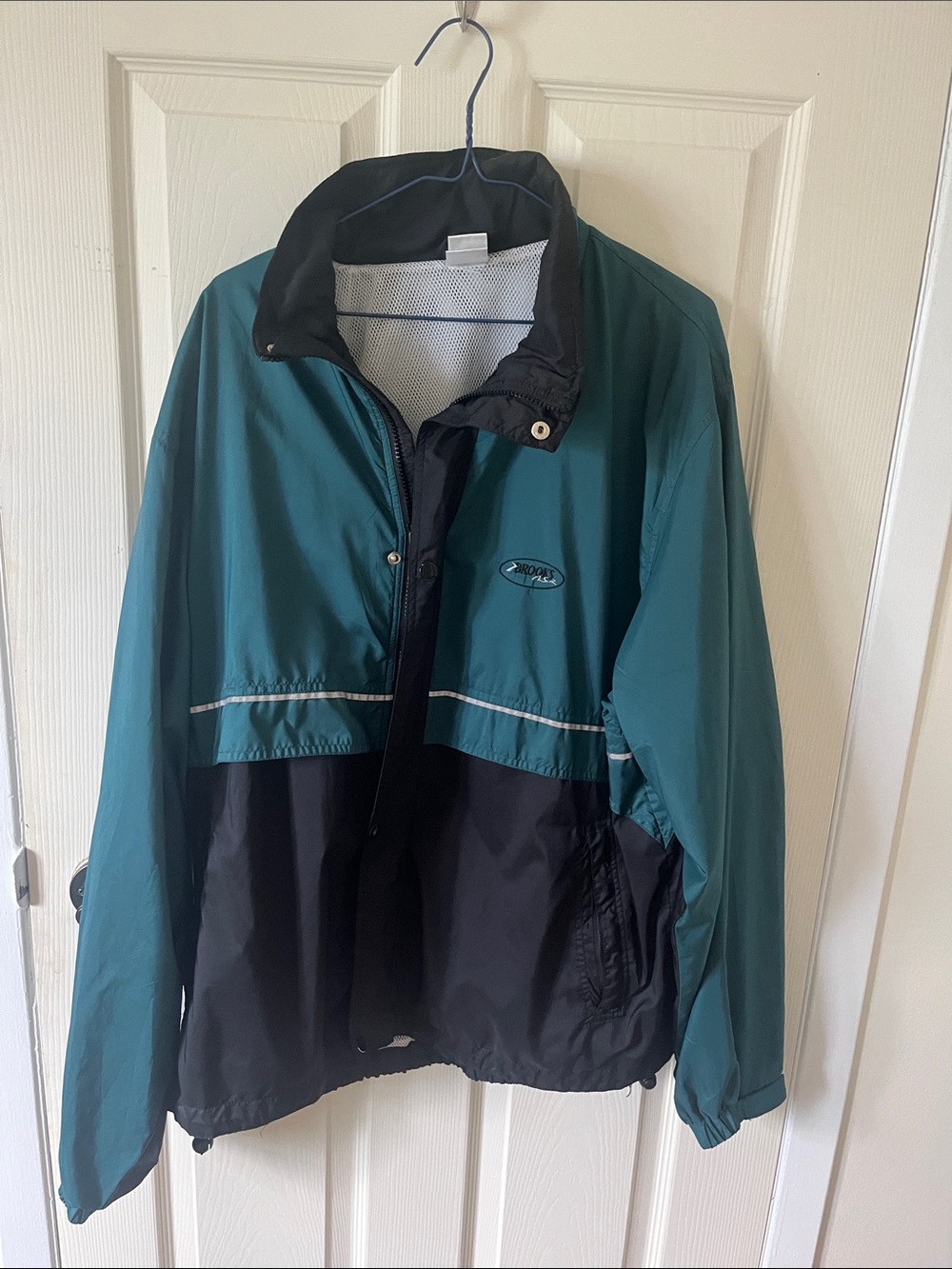 Brooks Teal and Black Windbreaker Jacket